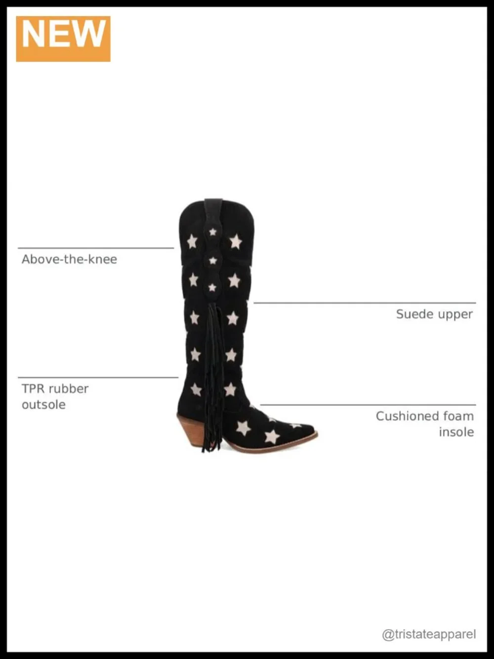 Suede Fringe Tooled Inlay Snip Toe Pull-On Western Boots, Block Heel